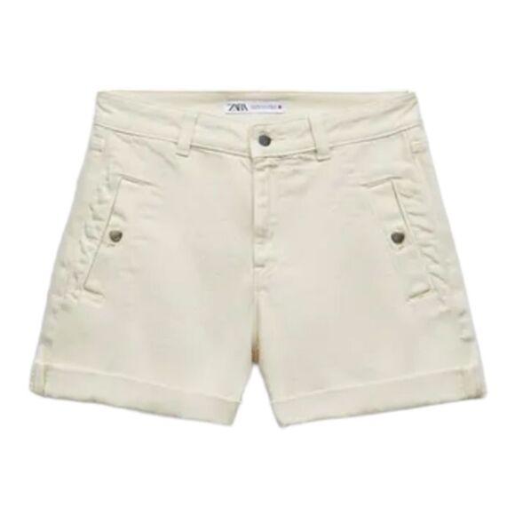 ZARA | Ecru | CUFFED HEM SHORTS Z1975 - Picture 2 of 7